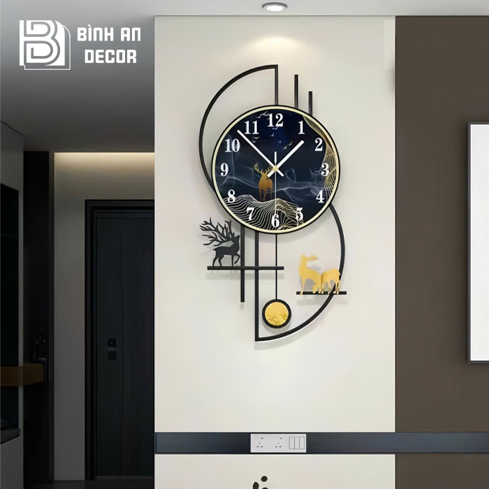 Đồng hồ treo tường quả lắc hươu tài lộc
