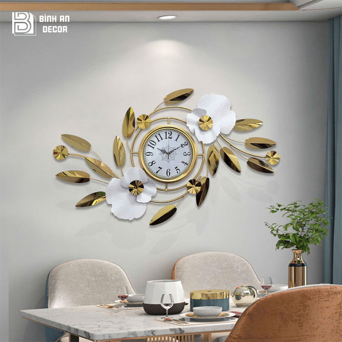 Đồng Hồ Treo Tường Phong Cách Bắc Âu Hoa Lá - DH137
