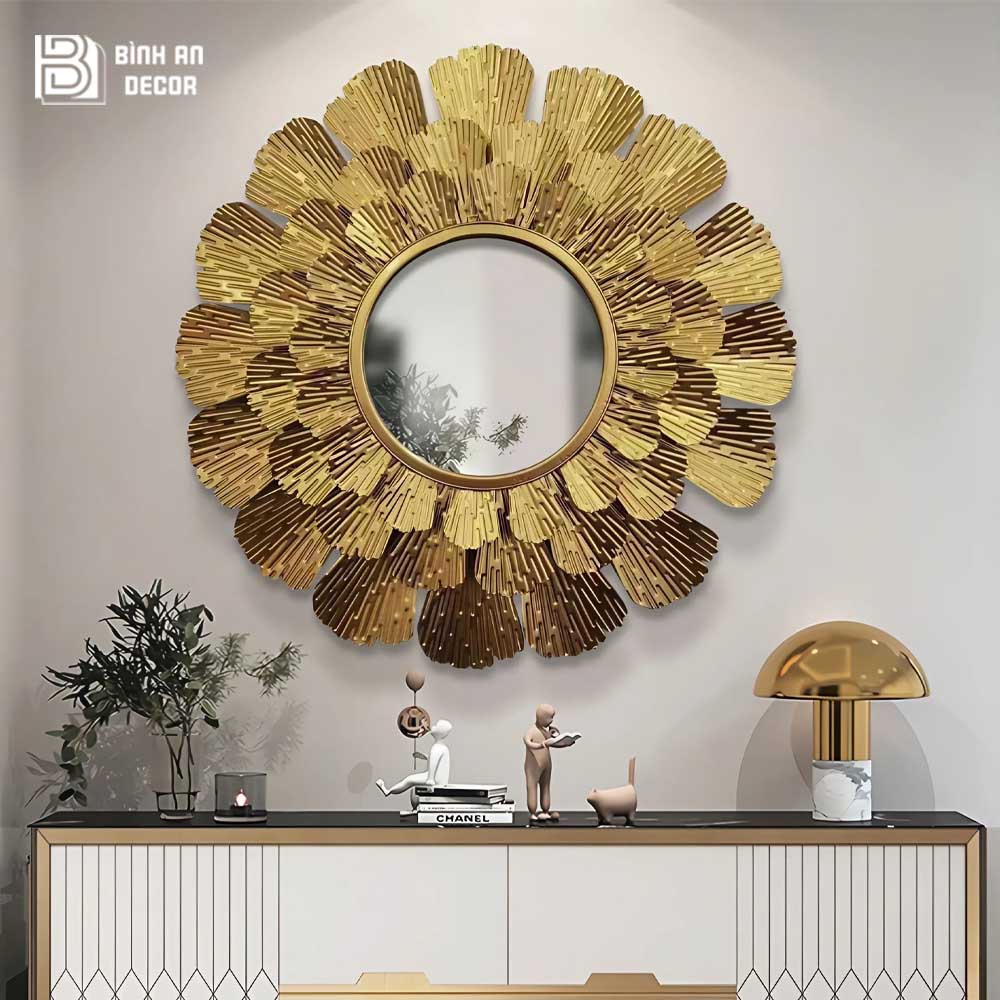 Gương Trang Trí Treo Tường Decor Lá Mặt Trời