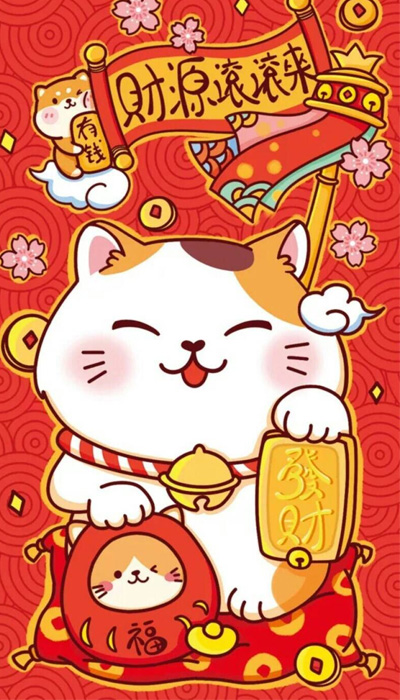 Hình nền mèo Thần Tài Chibi
