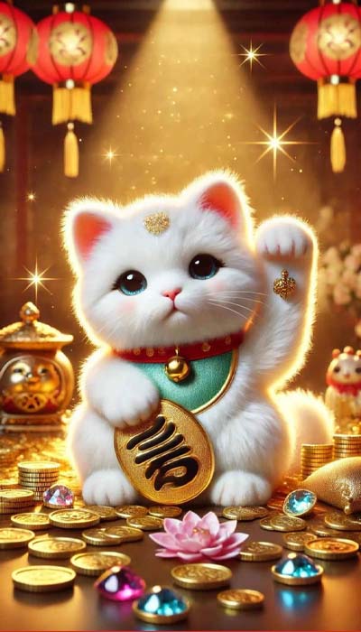 Hình nền mèo Thần Tài dễ thương