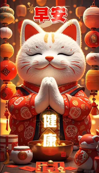 Hình nền mèo Thần Tài 3D