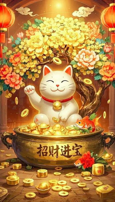 Hình nền mèo Thần Tài 3D